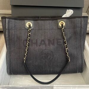 Chanel Black and Gray Textured Deuville